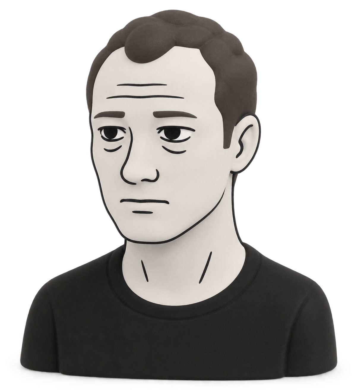 Buste dessiné aux traits minimalistes et au regard expressif