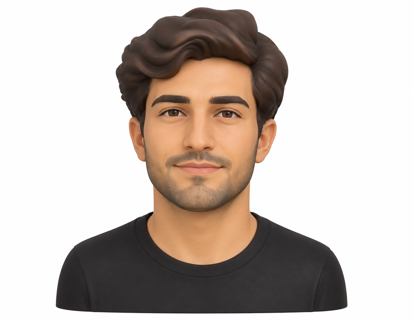 Buste réaliste aux cheveux bruns et au sourire discret